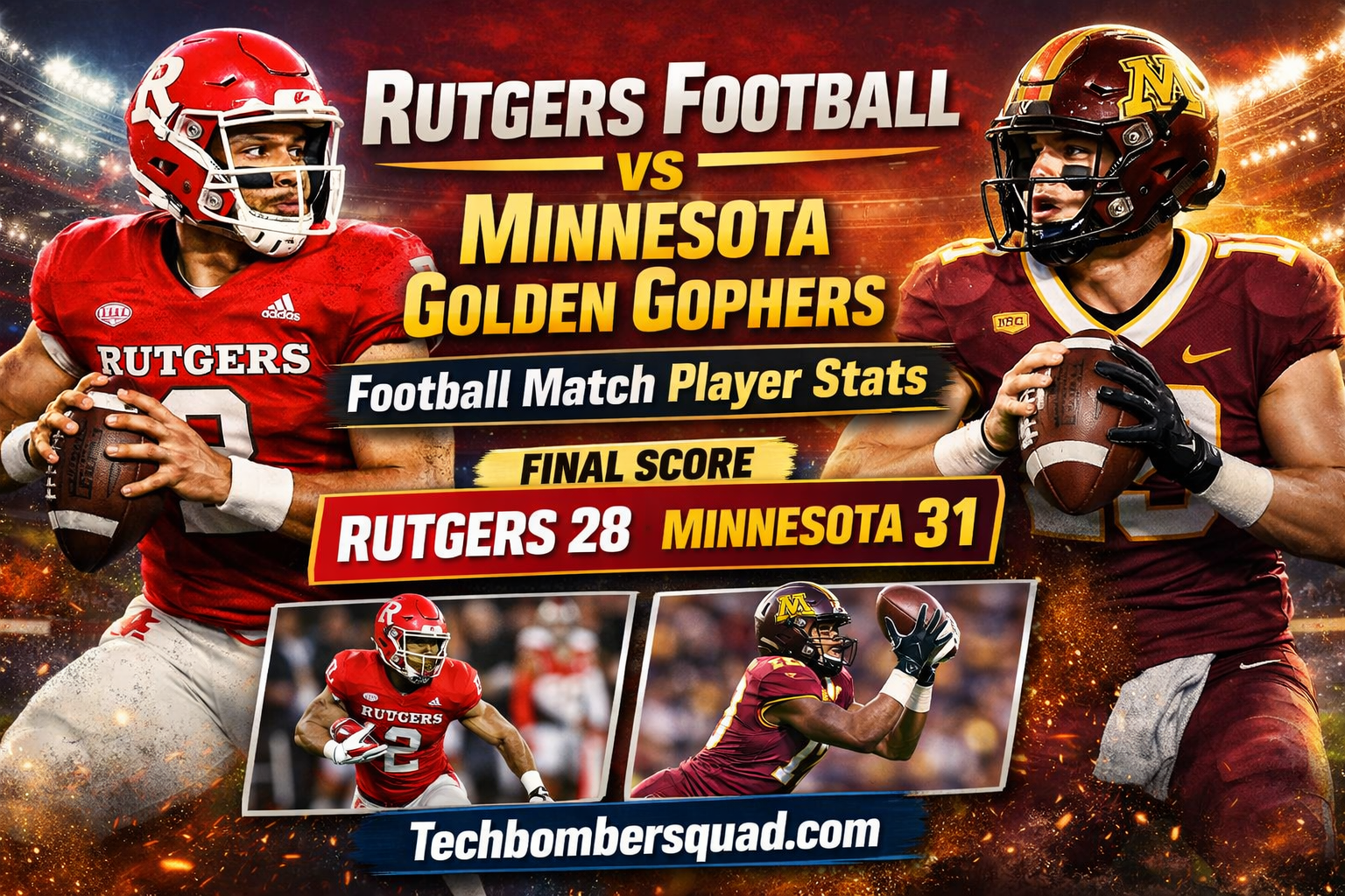 Rutgers Football vs Minnesota Golden Gophers Football Match Player Stats