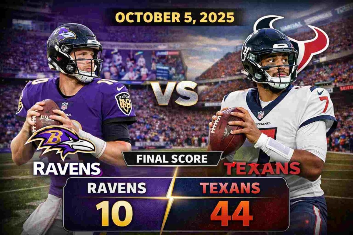 Baltimore Ravens vs Texans Match Player Stats